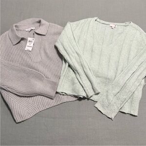 Women's Gray and Mint Sweater Set
